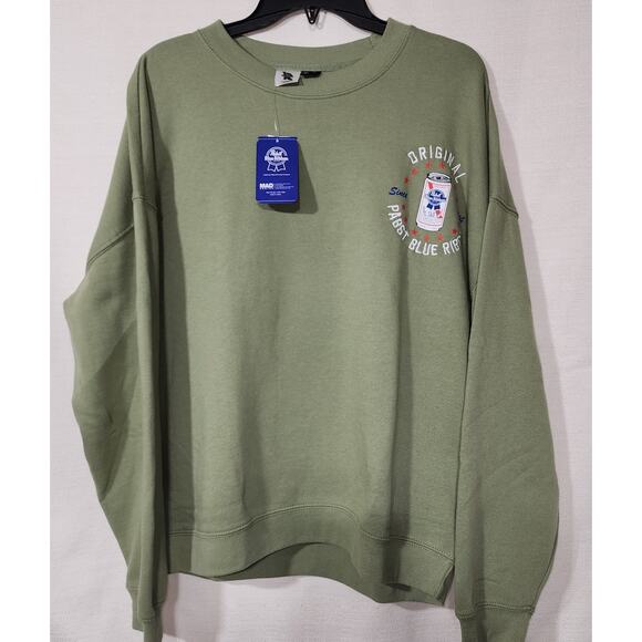 Pabst blue ribbon beer men's medium green sweatshirt - Picture 2 of 6